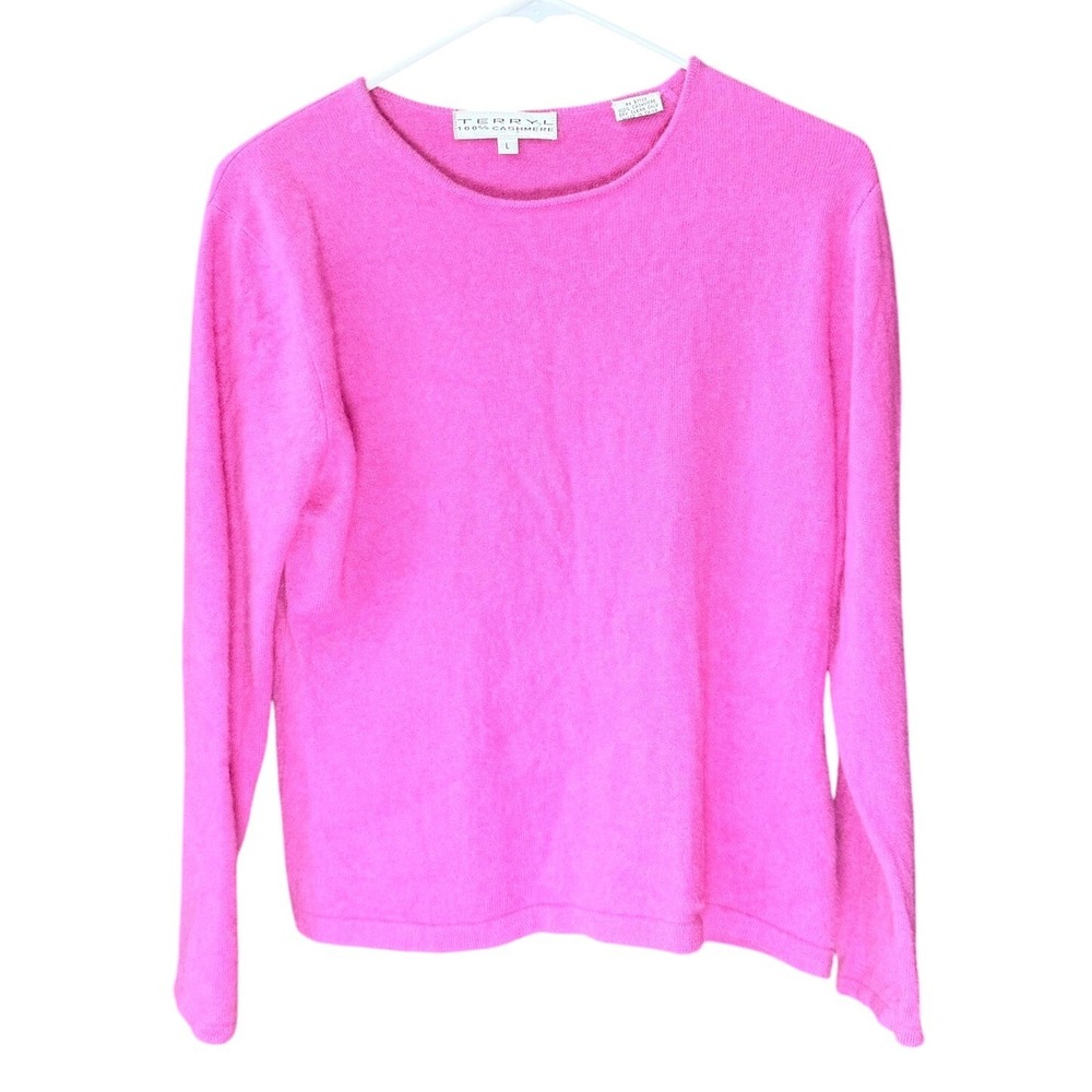 Terryl 100% Cashmere Sweater Womens Large Pink Crew Neck Long Sleeve Pullover
